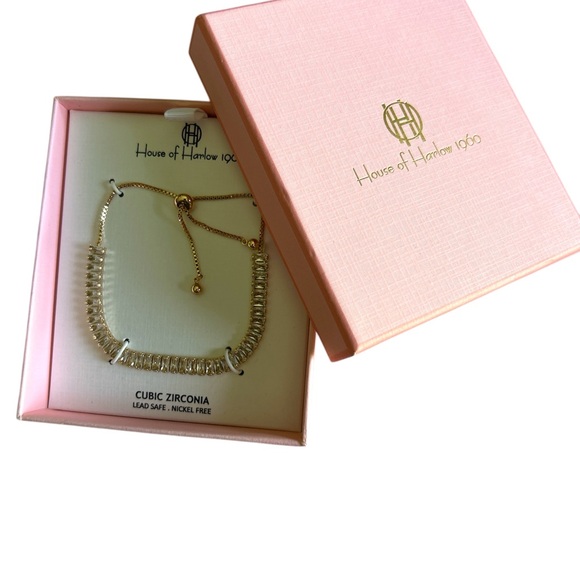 House of Harlow 1960 Jewelry - House of Harlow 1960 Gold Tone Cubic Zerconia Adjustable Braclet